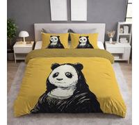 Generico Astratto Panda Dipinti A Olio Sorrisi - Lusso Confortevole Set Copripiumino - Morbida, Facile Da Pulire, Non Si Stira Copripiuminis - Ocra - Matrimoniale Copripiumini(200 x 220)