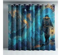 Generico Astratto Tenda Isolante Microfibra Blu Giallo Misterioso Barca a Vela Avventura Insonorizzata Morbida Anti-Rumore per Cameretta dei Bambini 140L x 145A cm (2 Pannelli)