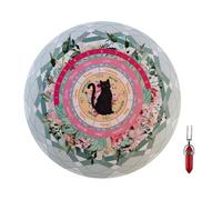 Generico Astrologie Pendelmatte - Pendel Brettmatte,pendel Chart Mousepad | Tragbares Rundes Mousepad Black Cat Divination Dowsing Pad 8 5 Zoll Für Spirit Altar Dekoration Pendelmatte Wahrsagerei