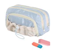Generico Astuccio grande capiente con scomparti con coulisse, astuccio con manico per la scuola, astuccios estetico per bambini, adolescenti, studenti, donne e uomini