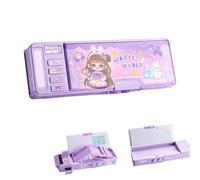 Generico Astuccio Organizer con Scomparti a Bottone e Password di Blocco - Pieghevole Multifunzione per Matite con Temperamatite, Lavagna Bianca e Orario - per Bambini Ragazze Studenti Scuola