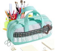 Generico Astuccio Organizer dall'estetica vintage con zip e maniglia | Astuccio con Maniglia per la Scuola, l'Ufficio, l'Università, i Viaggi, Studenti, Bambini, Ragazze e Adolescenti