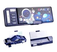 Genérico Astuccio organizer per cancelleria con scomparti a bottone, multifunzione pieghevole per matite, cancelleria con blocco password per ragazzi ragazze studenti (blu)