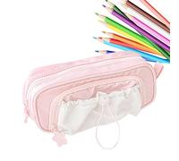 Generico Astuccio scolastico - Capiente contenitore a due strati | Serie stelle con cordino, scatola graziosa per bambina, deposito, regalo inizio anno