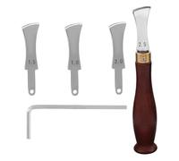 Generico Attrezzo per Fessurare Bordi in Pelle,Strumento in Acciaio Inox per Pressatura Bordi - Kit per Lavorazione Cuoio con Manico in Legno per Pelletteria Borse Scarpe Cinture
