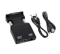 Generico Audio Video Converter, VGA to HD Adapter, Plug and Play 1080P Converter with 3.5mm Cable, ABS Metal Build for Workplace Presentations Projectors Displays Use, Black, 1 Piece