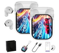 Generico Auricolari per traduzione NE20, auricolari wireless Bluetooth 5.4 con traduzione AI NE20, display LED, touch screen LCD, impermeabili IPX6, adatti per ufficio, sport, studio (2pcs-white)
