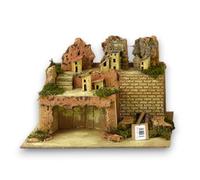 Generico Aurora Store Capanna Presepe con Fuoco o Fontana, per Statuine Fino a 12 Cm Non Incluse, Legno 35x25x23 Cm, Presepio Scenario Napoletano