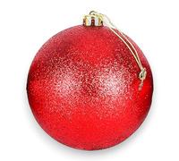 Generico Aurora Store Palla di Natale Gigante Ø 30 cm in Plastica Glitter Rosso Infrangibile Resistente Ai Raggi UV per Esterno Decorazioni Negozio, Vetrina, Luminarie Esterna Sfera Natalizia (Rosso)
