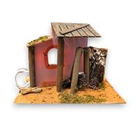 Generico Aurora Store Scenario con Falò LUCE FIAMMA Presepe Natale con Ceppo in legno Focolare Paesaggio Presepio Napoletano Ambientazione fuoco Fattoria 22x13x h.14 cm elettrico