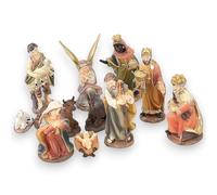 Generico Aurora Store Set Mini Natività Classica Presepe Statuine in Resina con 11 soggetti Personaggi da h. 5 cm Giuseppe Maria Gesù Bambino Re Magi Asinello Bue