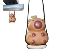 Generico Auto Decor, Capybara Swing Charm, Rear Mirror System with Playful Motion Design, Lightweight Resin Ornament Build, Cute Cabin Styling Accessory, Vehicle Decoration for Car Interior