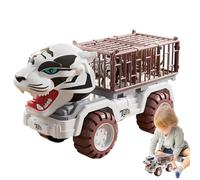 Generico Auto per camion per animali - auto da trasporto in prigione tigre, veicolo educativo di tiro indietro | Kids Inertia Playset, Safari Adventure Truck, Dureble Learning Toy for Boys Girls, R
