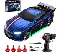 Generico Auto Telecomandata Drift, Mini Auto RC Drift 1:64, Macchina Telecomandata con Luci LED, 2.4GHz, Rotazione a 360°, 15 km/h, Auto da Corsa Giocattolo, Regalo per Bambini 8+ Anni (A-blu)