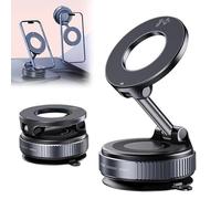 Generico Autobriva Phone Holder,Vacuum Magnetic Phone Holder for Car, 360° Adjustable Foldable Phones Stand Compatible with Ultra-Strong N55 Magnet & Magnetic Clip,For Dash Windshield (1 Black)