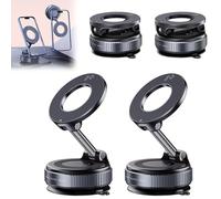 Generico Autobriva Phone Holder,Vacuum Magnetic Phone Holder for Car, 360° Adjustable Foldable Phones Stand Compatible with Ultra-Strong N55 Magnet & Magnetic Clip,For Dash Windshield (2 Black)