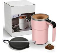 Generico Automatic Magnetic Stirring Coffee Mug With Temperature Display, Rechargeable Stirring Mugs, Rechargeable Automatic Mixing Cup for Coffee, Tea, Hot Chocolate (Pink)