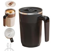 Generico Automatic Stirring Coffee Cup with Temperature Display,Rechargeable Coffee Mug,Type C Self-Stirring Mug with Lid,Smart Mixing Cup for Coffees,Milk and Other Beverages (Black)