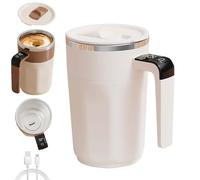 Generico Automatic Stirring Coffee Cup with Temperature Display,Rechargeable Coffee Mug,Type C Self-Stirring Mug with Lid,Smart Mixing Cup for Coffees,Milk and Other Beverages (White)