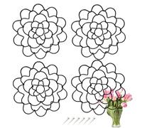 Generico Auxiliaryn/Prophetp/Succeedto Stainless Steel Floral Grid Organizer, Flower Arrangement Holder, Reusable Flower Frog & Plant STEM Support Insert for Vase Bouquets (4 PCS 6'',Black)