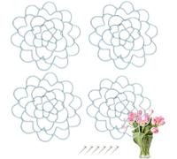 Generico Auxiliaryn/Prophetp/Succeedto Stainless Steel Floral Grid Organizer, Flower Arrangement Holder, Reusable Flower Frog & Plant STEM Support Insert for Vase Bouquets (4 PCS 5'',White)