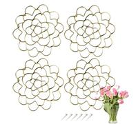 Generico Auxiliaryn/Prophetp/Succeedto Stainless Steel Floral Grid Organizer, Flower Arrangement Holder, Reusable Flower Frog & Plant STEM Support Insert for Vase Bouquets (4 PCS 5'',Gold)