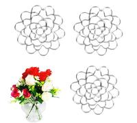 Generico Auxiliaryn Stainless Steel Floral Grid Organizer, Plant Flowers STEM Grid Holder Insert, Reusable Flower Arrangement Holder, Flower Arranging Aid for Vases Bouquets (3Pcs-Silver - 5in)