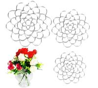 Generico Auxiliaryn Stainless Steel Floral Grid Organizer, Plant Flowers STEM Grid Holder Insert, Reusable Flower Arrangement Holder, Flower Arranging Aid for Vases Bouquets (3Pcs-Silver -4+5+6in)