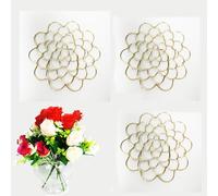 Generico Auxiliaryn Stainless Steel Floral Grid Organizer, Plant Flowers STEM Grid Holder Insert, Reusable Flower Arrangement Holder, Flower Arranging Aid for Vases Bouquets (3Pcs-Gold - 4in)