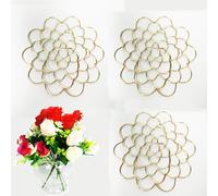 Generico Auxiliaryn Stainless Steel Floral Grid Organizer, Plant Flowers STEM Grid Holder Insert, Reusable Flower Arrangement Holder, Flower Arranging Aid for Vases Bouquets (3Pcs-Gold - 5in)
