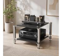 Generico Av Tower Media Stand Supporto In Acciaio, Altoparlanti Rack Per Console Multimediali, Supporto Multimediale AV A 3 Livelli, Mensola Angolare(2 Tier)