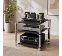 Generico Av Tower Media Stand Supporto In Acciaio, Altoparlanti Rack Per Console Multimediali, Supporto Multimediale AV A 3 Livelli, Mensola Angolare(3 Tier)