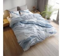 Generico azzurro Parure letto, set copripiumino 155 x 220 cm, biancheria da letto double face in microfibra spazzolata, marmo vortice astratto facile cura, adatto ad adulti e bambini