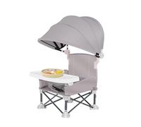 Generico Baby Folding Dining Chair, Portable Toddler Feeding Seat, Compact High Chair with Tray and Adjustable Canopy, Lightweight Infant Booster for Outdoor Lawn Events, Beach Outings
