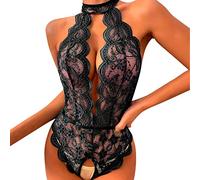 Generico Babydoll Donna Seducente Hot Trasparente, Completino Sexydonna Hot Soft Nightwear Aperto Set di Biancheria Intima Fiocco Push Up Bodysuit Curvy Completi Intimi Valentine's Day