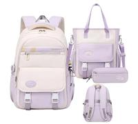 Generico Backpack Set, School Bookbag, Kids Knapsack with Tote Bag and Pen Pouch, Lightweight Comfortable Design, Spacious Straps for Travel, Outdoor, Commute, Preschool, Purple