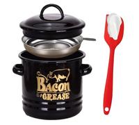 Generico Bacon Grease Container - 1200ml Enamel Fat Storage Canisters | 5.91 Inches Grease Jar With Strainer Spatula For Kitchen Cooking Baking Holiday Weekend Breakfast Brunch