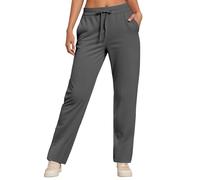 Generico Baggy Donna Pantaloni Sportivi Larghi Tinta Unita Lavoro con Tasche Elegante da Tuta Coulisse Elastico Cintura Regolabile a Cordino Jogger Sweatpants Streetwear