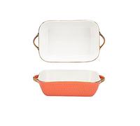 Generico Baking Dish 2-Piece Bakeware, Ceramics Baking Dish Set, Rectangular Casserole Dish Set, Baking Pans, Lasagna-Pans Deep for Cooking Cake Dinner, Kitchen Bakeware (Color : Blue) (Orange)