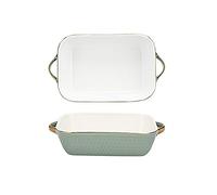 Generico Baking Dish 2-Piece Bakeware, Ceramics Baking Dish Set, Rectangular Casserole Dish Set, Baking Pans, Lasagna-Pans Deep for Cooking Cake Dinner, Kitchen Bakeware (Color : Blue) (Green)