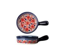 Generico Baking Dish Ceramic Bakeware Household Baking Dish Hand Painted Salad Plate Rice Bowl Binaural Baking Pan Kitchen Tableware Single Handle Bowl 2 PCS Bakeware (Color : C) (D)