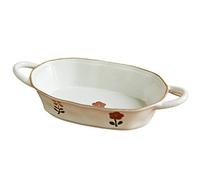 Generico Baking Dish Ceramic Baking Dish,Small Flower Bakeware with Two Ears,Oval Deep Baking Tray,Used for Cooking,Banquet,Multi-Function Scene Use Tray Bakeware (Size : L) ()