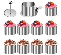 Generico Baking Rings - 304 Stainless Steel 3in Diameter, Stainless Pastry Cutter, Durable Design | Non-Stick Mousse Molds, Pusher And Lifter Set for Oven, Dishwasher, Bread, Pumpkin Pie, Muffin