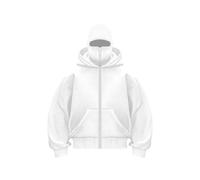 Generico Balaclava Ninja Zipper Hoodie with Built in Balaclava, Double Hooded Jacket Hoodie with Mask, Wind-Resistant Winter Hoodies (White (Zipper),S)