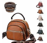 Generico Balconfoster Crossbody Bag - Classic Multifunctional Compartments Adjustable Wide Shoulder Strap Leather Crossbody Bags (light brown)