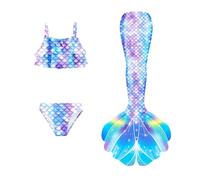 Generico Bambina Bikini Fish Tail Set 3-12 Anni, Confezione da 3 Costume Sirena Bambina, Vestito Sirenetta