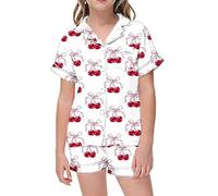 Generico Bambina Pigiama Set,Leggero Estivo Set di Biancheria da Notte per Ragazze Abbigliamento Stampa Cartoni Tops Pants Nightwear Famiglia Tempo Libero Viaggi