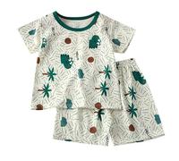 Generico Bambina Pigiama Set,Morbidi e Comodi Pigiami in Tinta Unita Pantaloncini con Stampa, Due Pezzi Pesante Tops Pants Nightwear per Bambino Ragazze 2-8 Anni