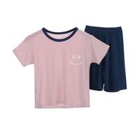 Generico Bambina Pigiama Set,Pigiami Due Pezzi in Tinta Unita e Pantaloncini graziosi a Maniche Corte di Stampa Cartoni Vestiti Neonata Femmina Tutine Pigiami per 2-12 Anni