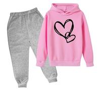 Generico Bambina Ragazzo Tuta Sportiva Bambine Felpa Pullover Set A Maniche Lunghe Abito Da Chic Ed Elegante Con Cappuccio E Pantaloni Bambini Casual 2 Pezzi Unisex Modelli